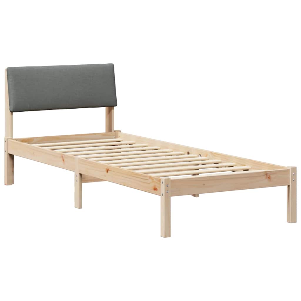 vidaXL Rama łóżka Z zagłówkiem brązowy i ciemnoszary 75 x 190 cm