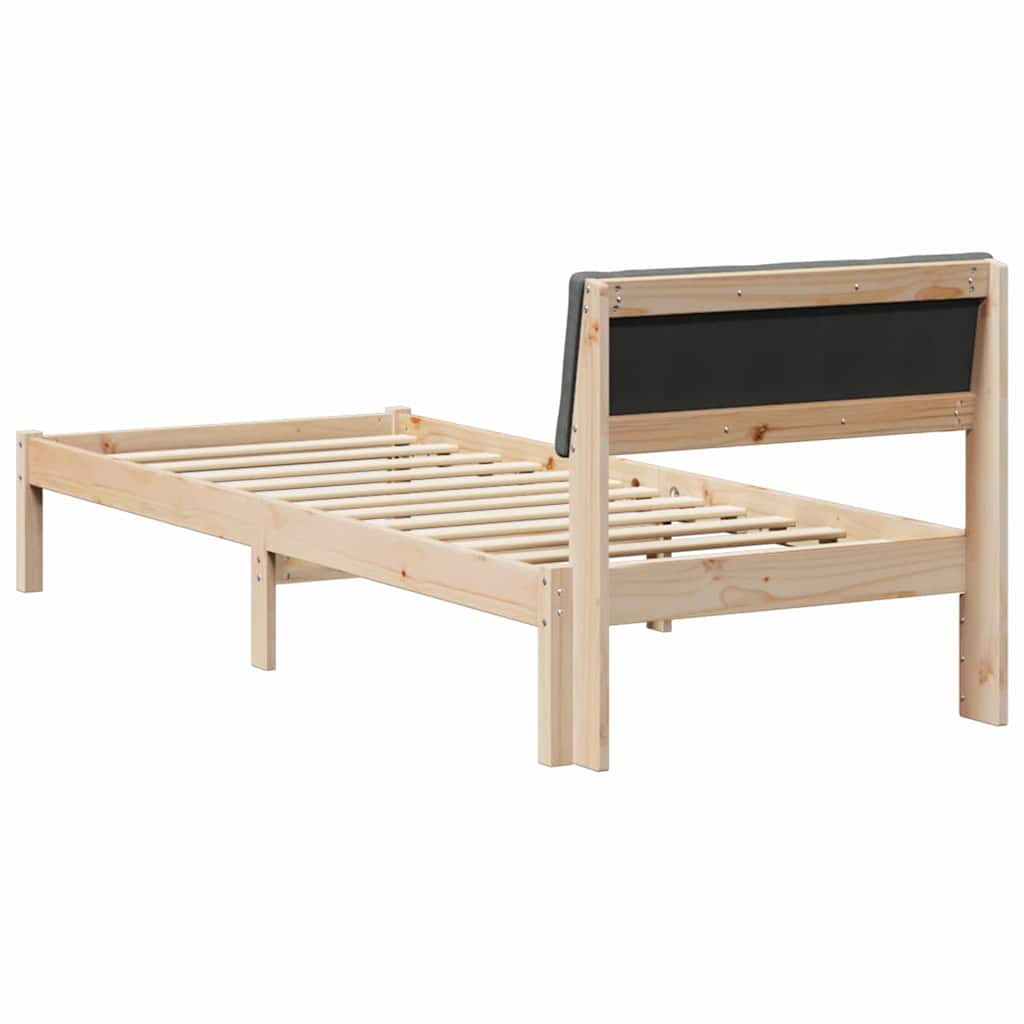 vidaXL Rama łóżka Z zagłówkiem brązowy i ciemnoszary 75 x 190 cm