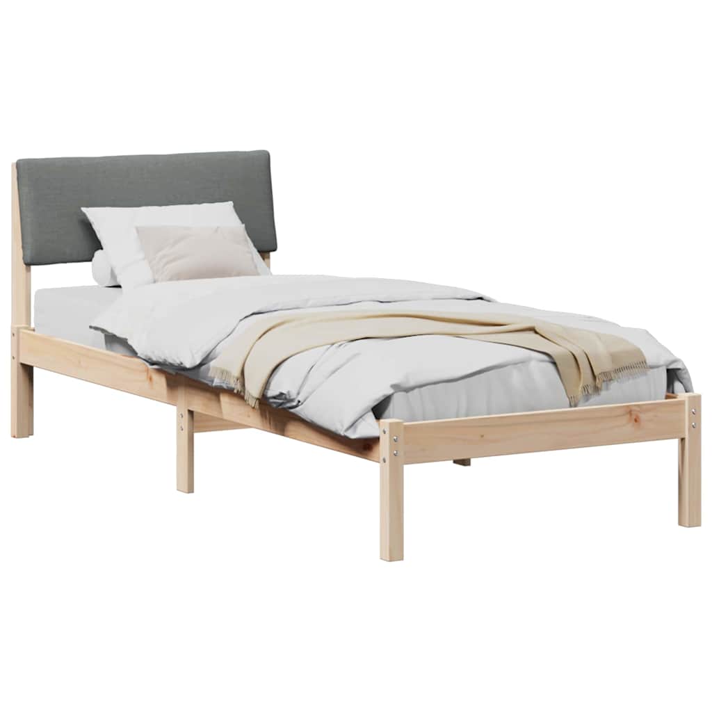 vidaXL Rama łóżka Z zagłówkiem brązowy i ciemnoszary 75 x 190 cm