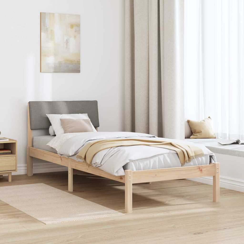 vidaXL Rama łóżka Brązowy i taupe 75 x 190 cm Lite drewno sosnowe
