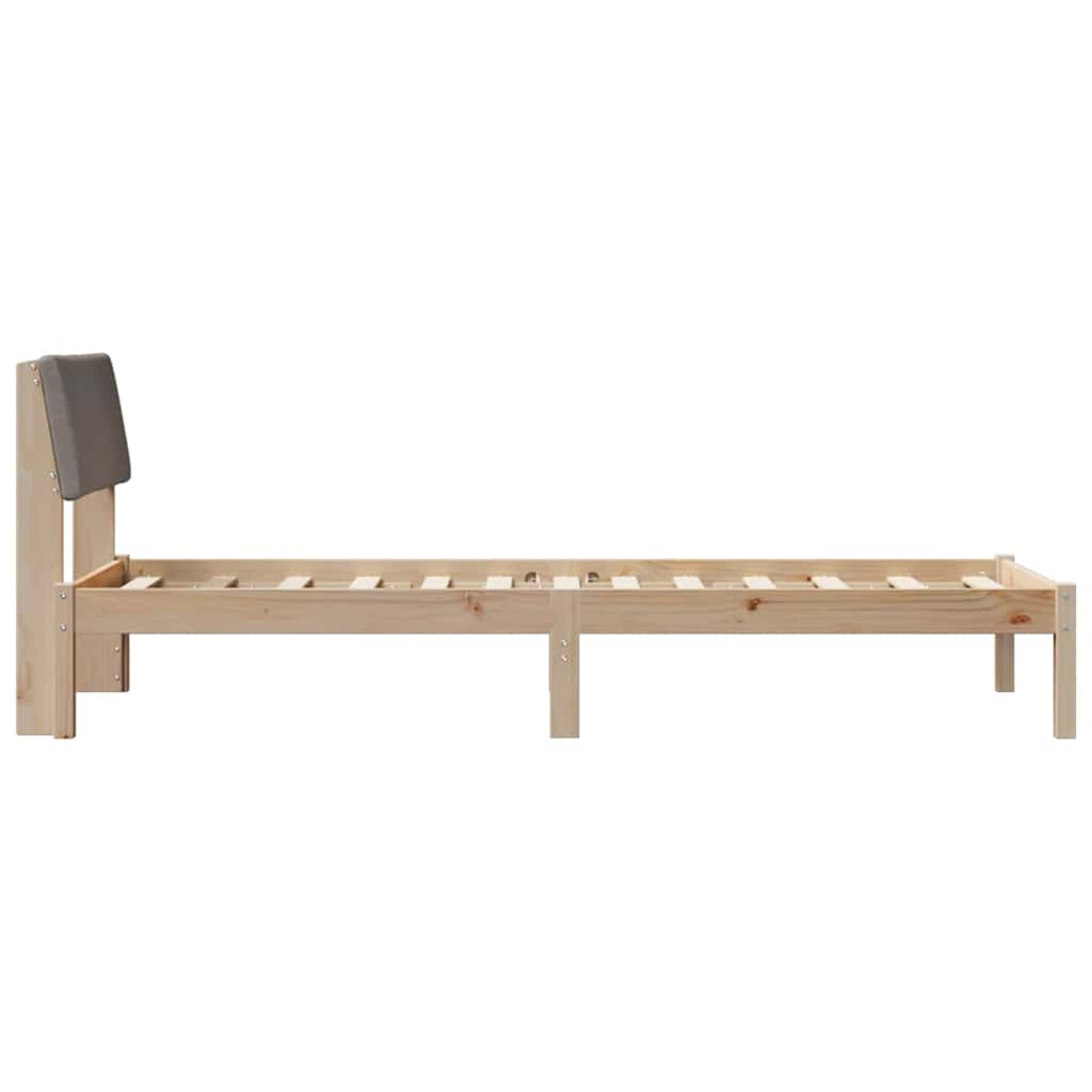 vidaXL Rama łóżka Brązowy i taupe 75 x 190 cm Lite drewno sosnowe