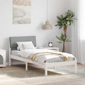 vidaXL Rama łóżka Biały i jasnoszary 75 x 190 cm Lite drewno sosnowe