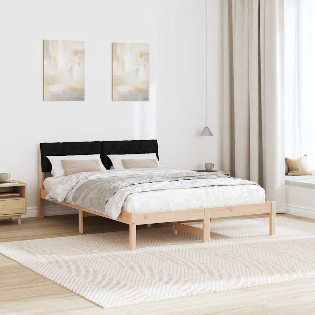 vidaXL Rama łóżka brązowo-czarny 160 x 200 cm Lite drewno sosnowe