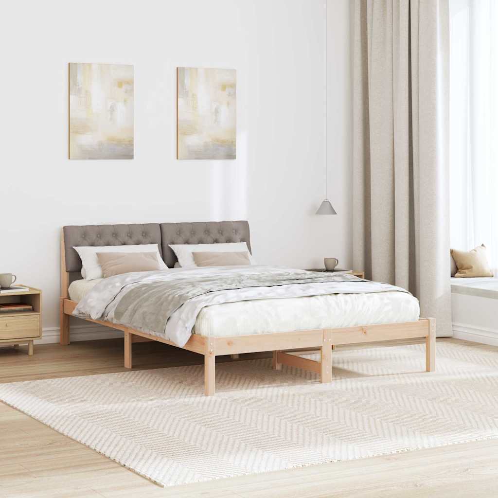 vidaXL Rama łóżka Brązowy i taupe 160 x 200 cm Lite drewno sosnowe