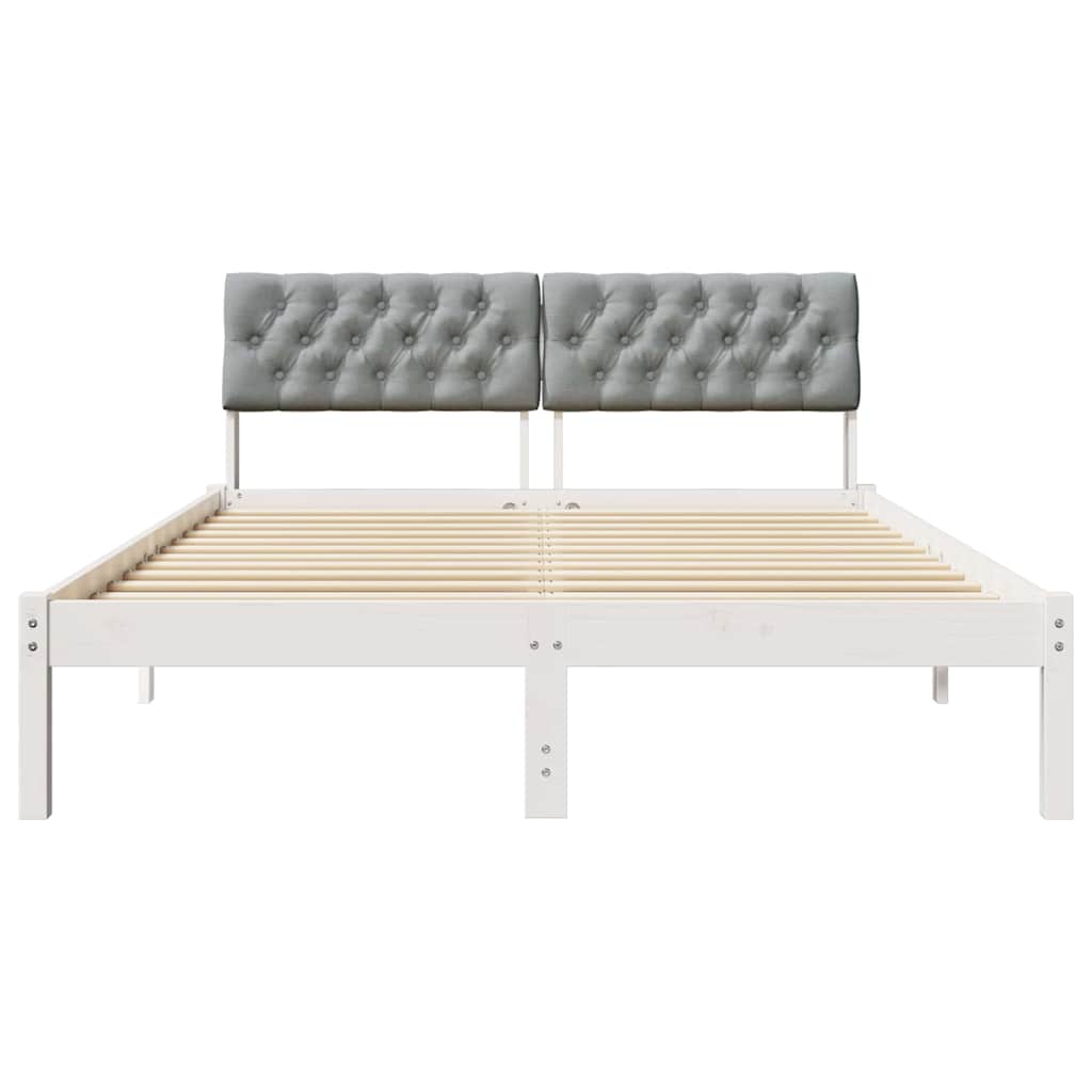 vidaXL Rama łóżka Biały i jasnoszary 160 x 200 cm Lite drewno sosnowe