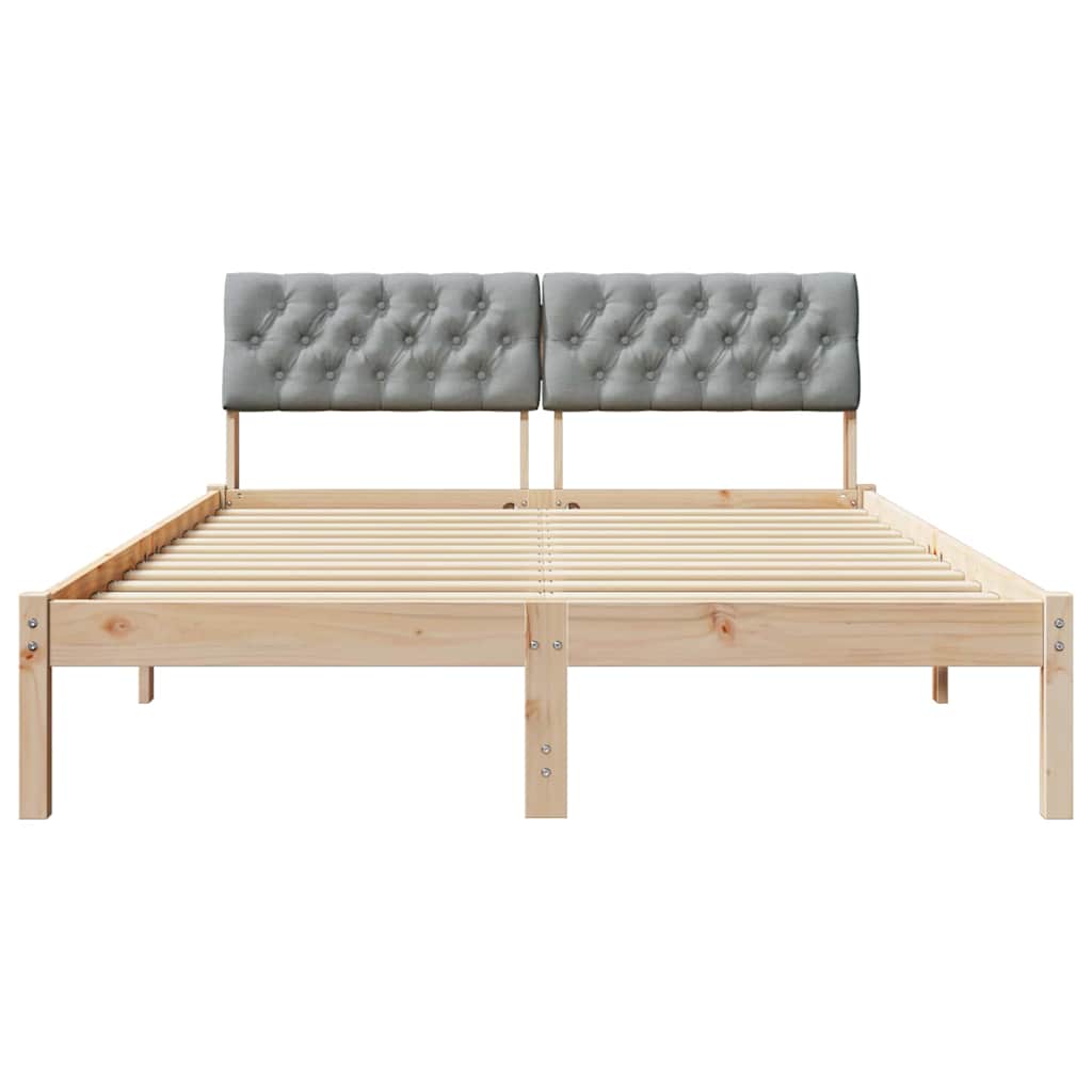 vidaXL Rama łóżka Z zagłówkiem Brązowy i jasnoszary 150 x 200 cm
