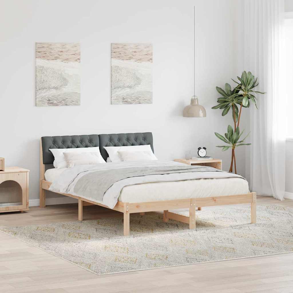 vidaXL Rama łóżka Z zagłówkiem brązowy i ciemnoszary 150 x 200 cm