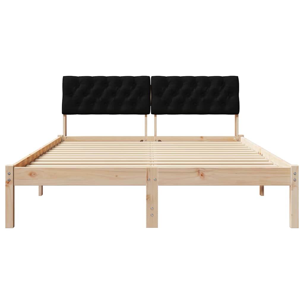 vidaXL Rama łóżka brązowo-czarny 150 x 200 cm Lite drewno sosnowe