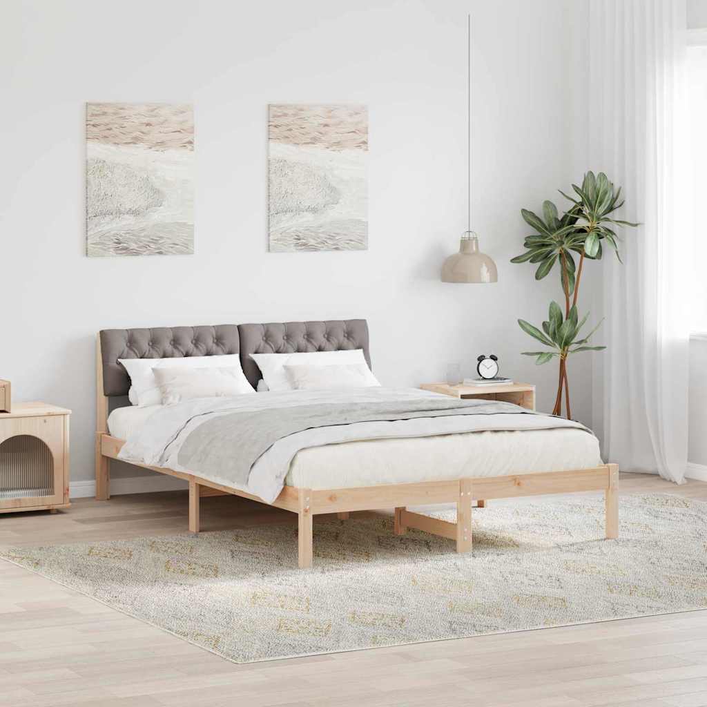 vidaXL Rama łóżka Brązowy i taupe 150 x 200 cm Lite drewno sosnowe