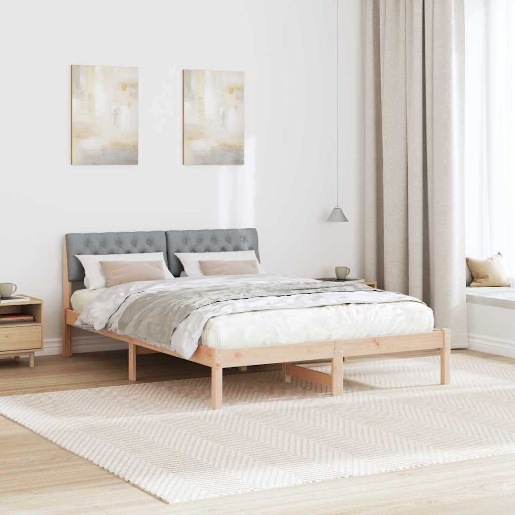 vidaXL Rama łóżka Z zagłówkiem Brązowy i jasnoszary 140 x 200 cm