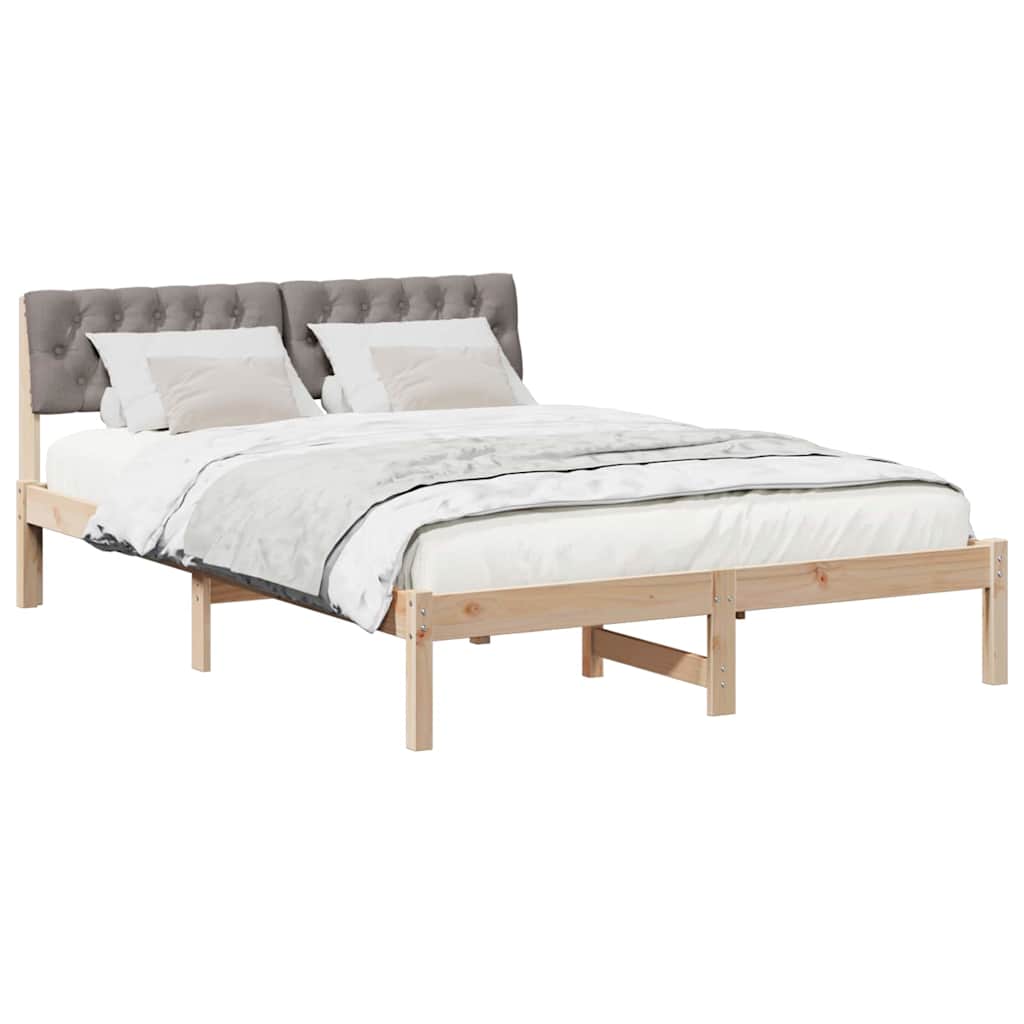 vidaXL Rama łóżka Brązowy i taupe 140 x 200 cm Lite drewno sosnowe