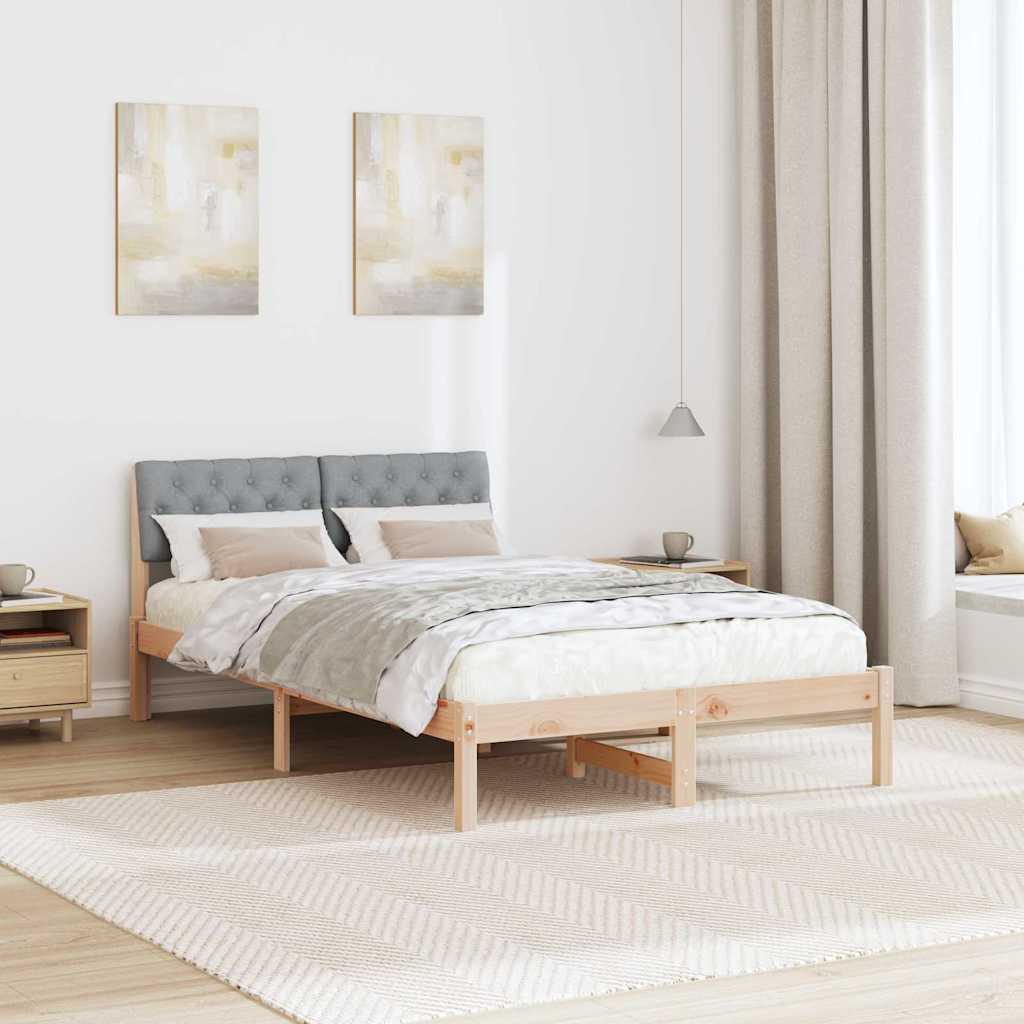 vidaXL Rama łóżka Z zagłówkiem Brązowy i jasnoszary 120 x 200 cm