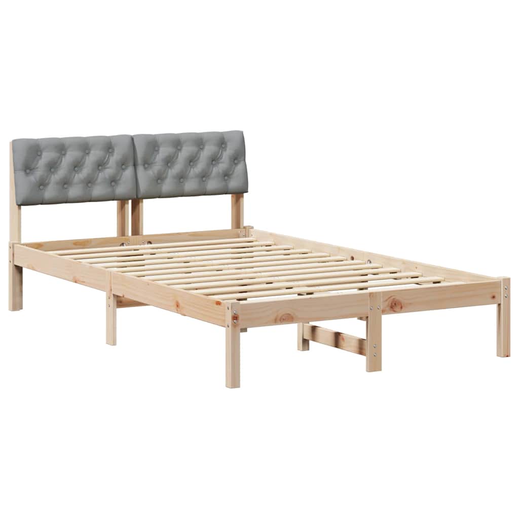 vidaXL Rama łóżka Z zagłówkiem Brązowy i jasnoszary 120 x 200 cm