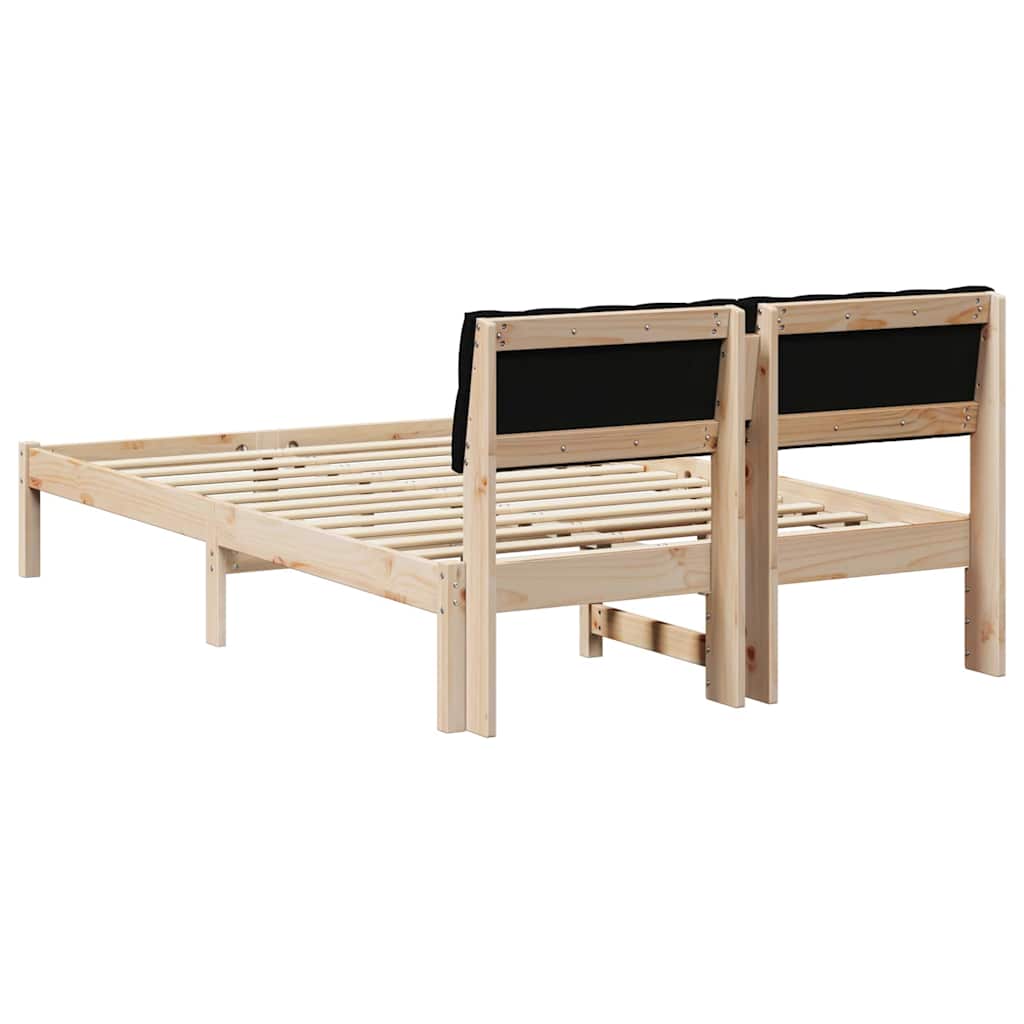 vidaXL Rama łóżka brązowo-czarny 120 x 200 cm Lite drewno sosnowe