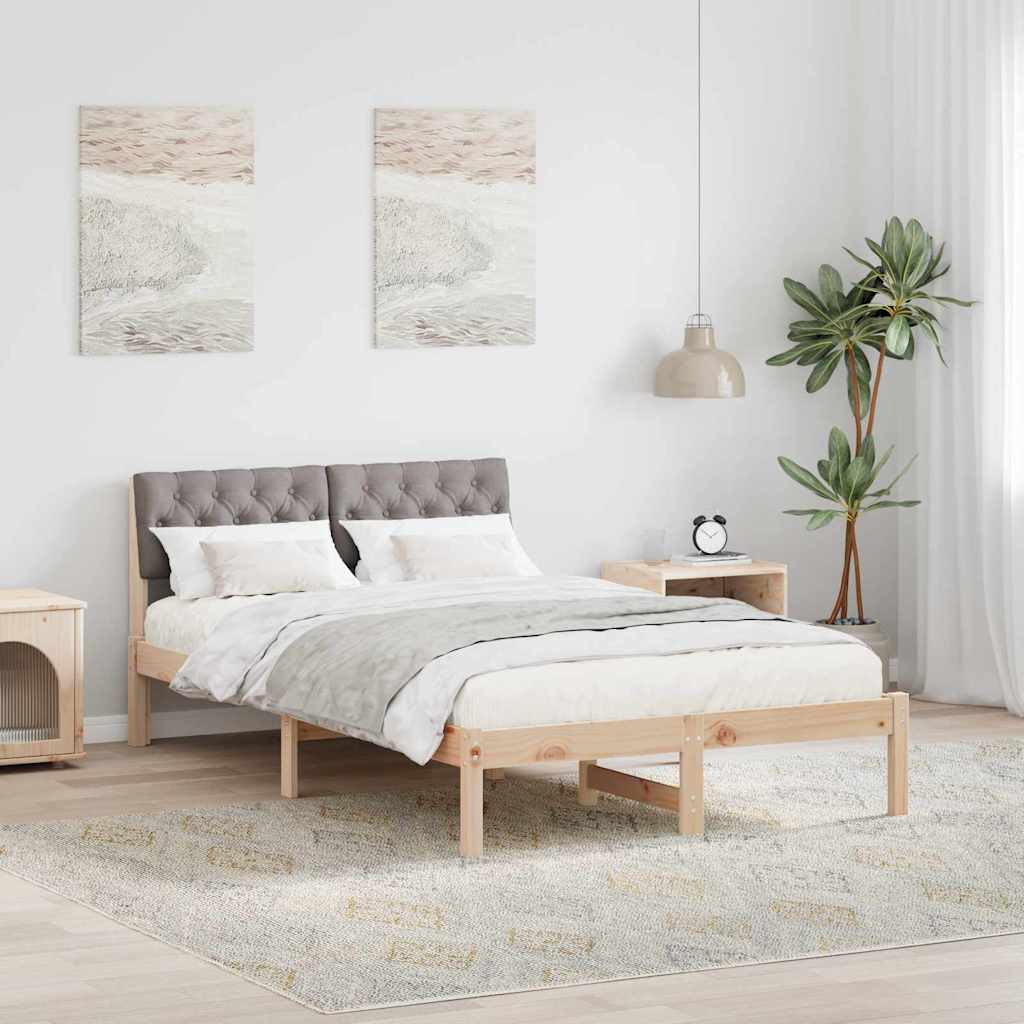 vidaXL Rama łóżka Brązowy i taupe 120 x 200 cm Lite drewno sosnowe