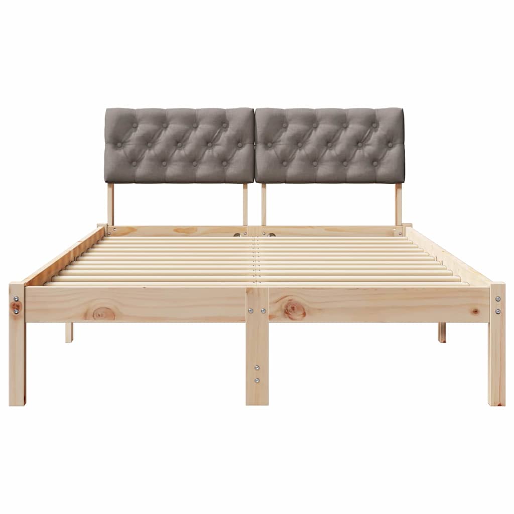vidaXL Rama łóżka Brązowy i taupe 120 x 200 cm Lite drewno sosnowe