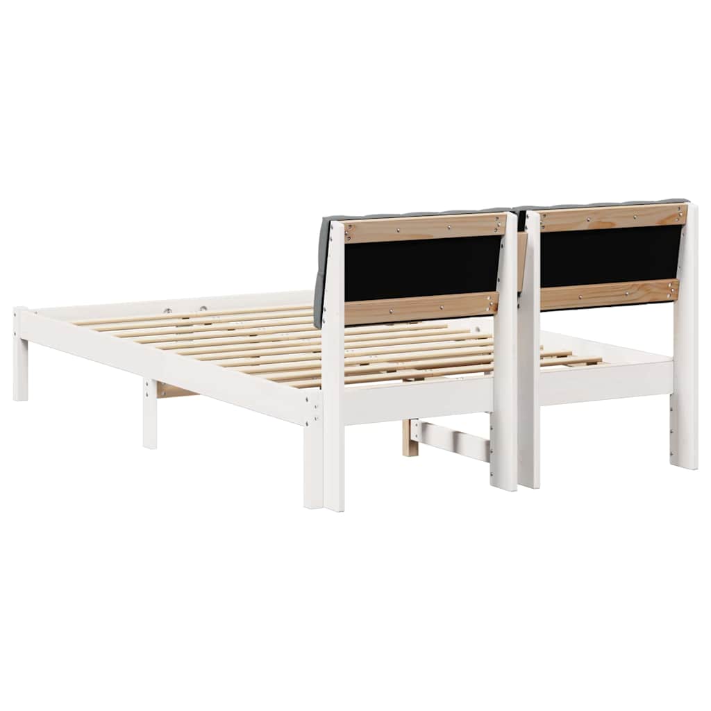 vidaXL Rama łóżka Biały i jasnoszary 120 x 200 cm Lite drewno sosnowe
