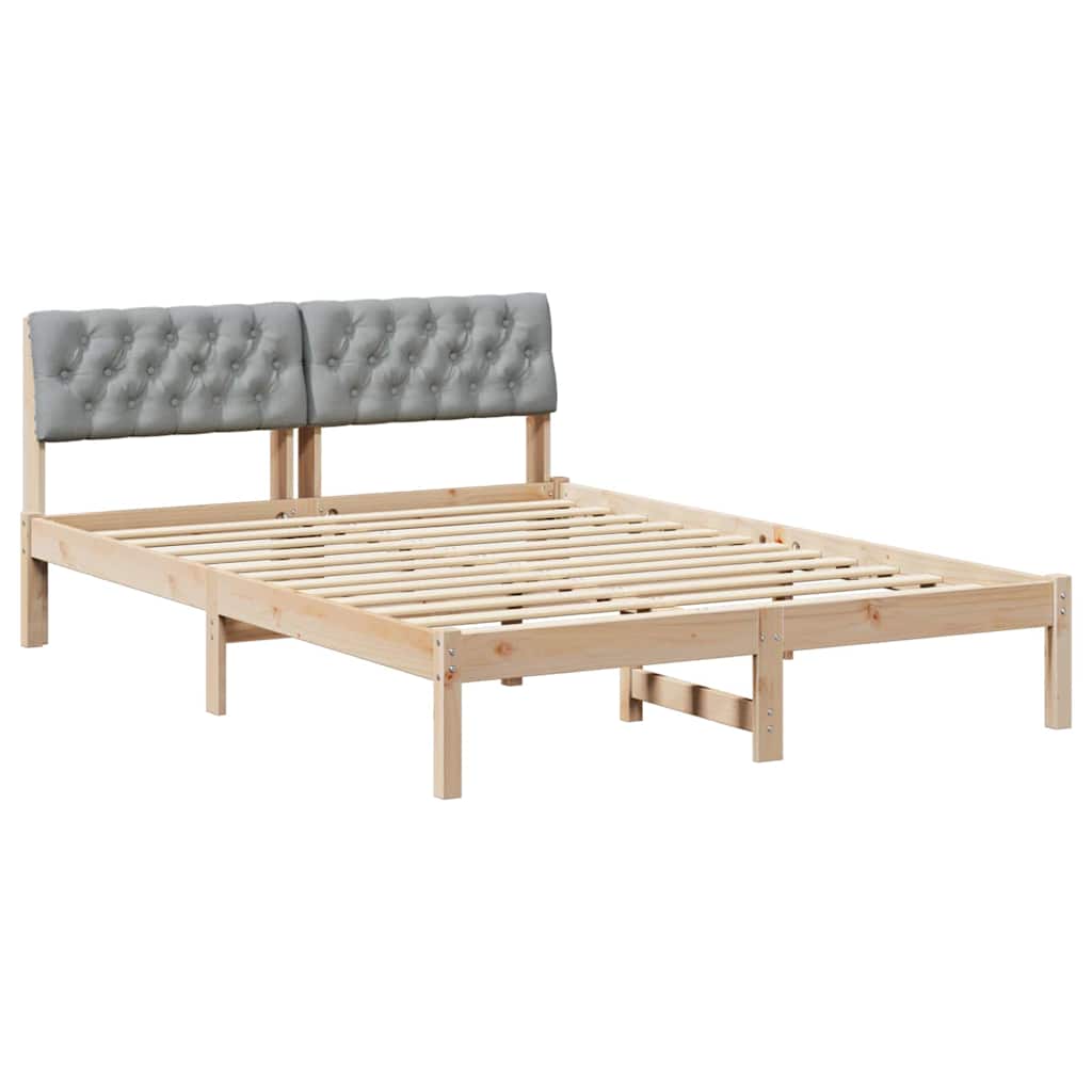 vidaXL Rama łóżka Z zagłówkiem Brązowy i jasnoszary 140 x 190 cm