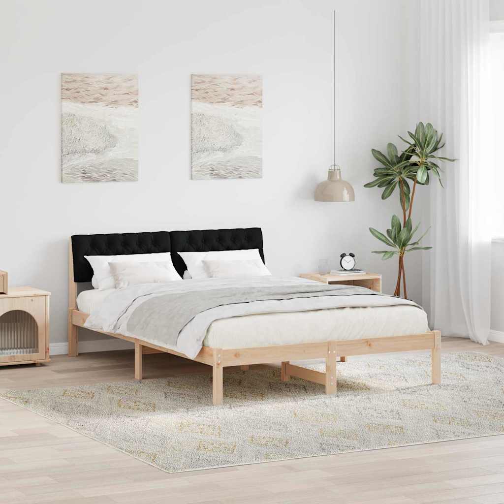 vidaXL Rama łóżka brązowo-czarny 140 x 190 cm Lite drewno sosnowe