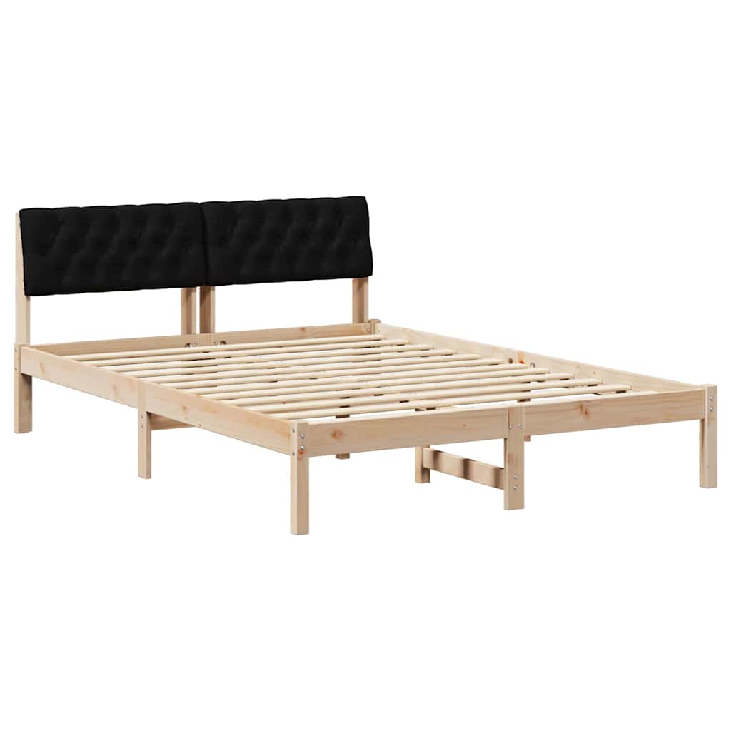 vidaXL Rama łóżka brązowo-czarny 140 x 190 cm Lite drewno sosnowe