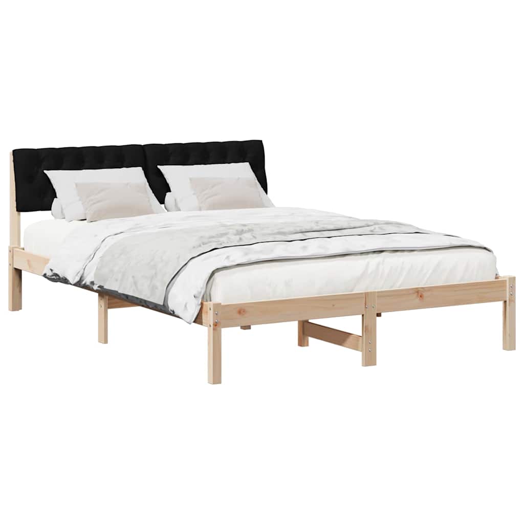 vidaXL Rama łóżka brązowo-czarny 140 x 190 cm Lite drewno sosnowe