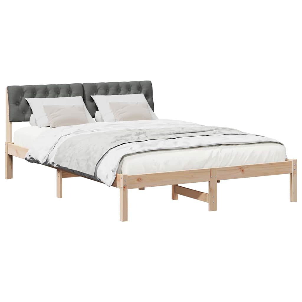 vidaXL Rama łóżka Z zagłówkiem brązowy i ciemnoszary 135 x 190 cm