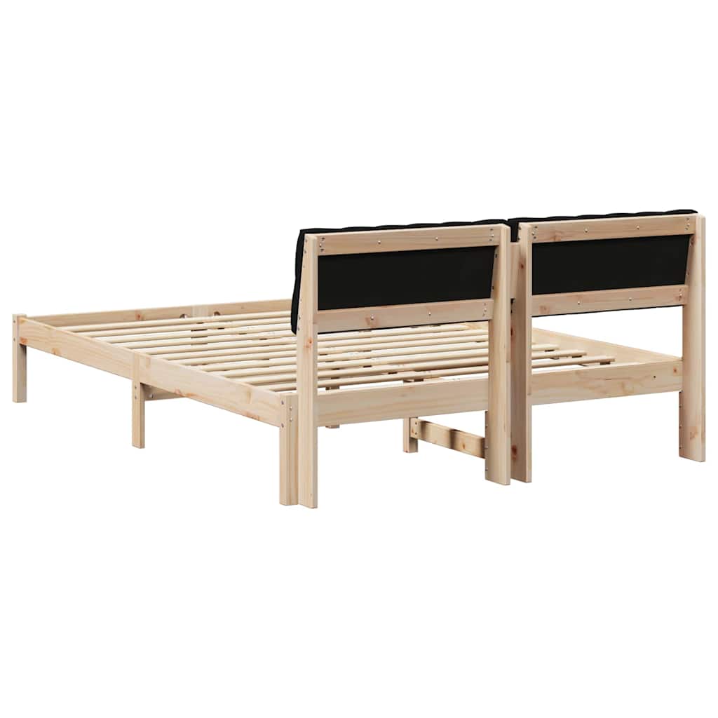 vidaXL Rama łóżka brązowo-czarny 135 x 190 cm Lite drewno sosnowe