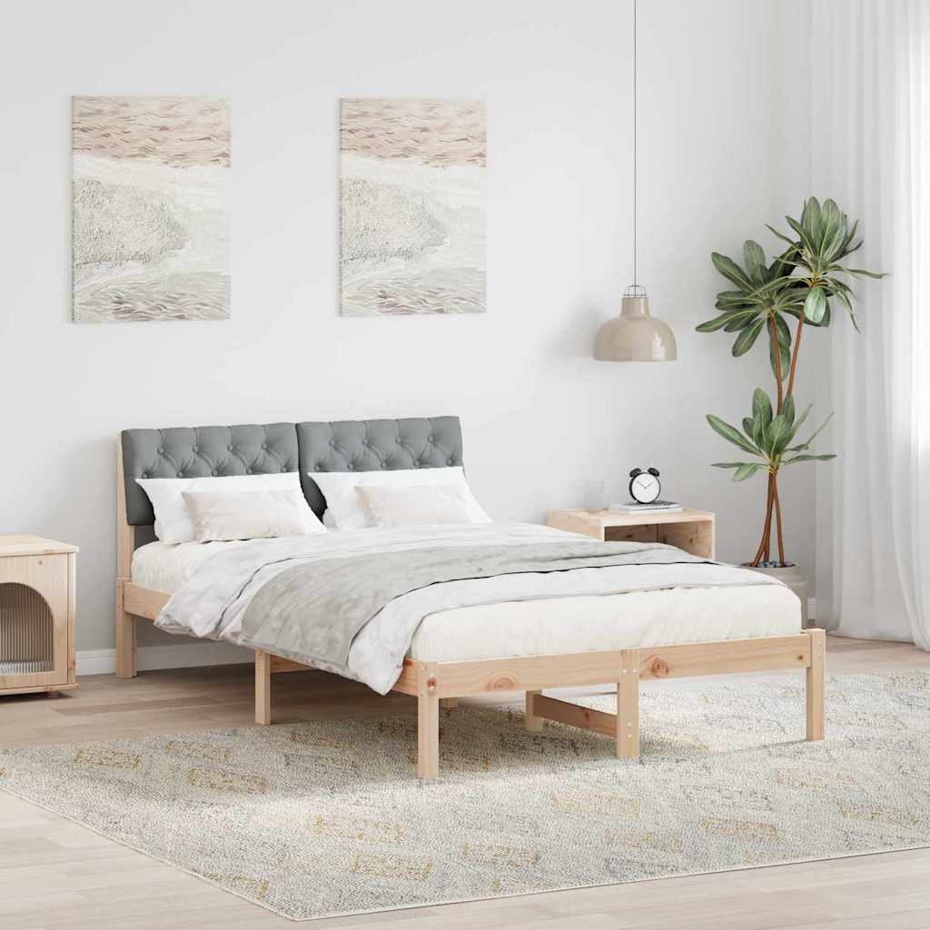 vidaXL Rama łóżka Z zagłówkiem Brązowy i jasnoszary 120 x 190 cm