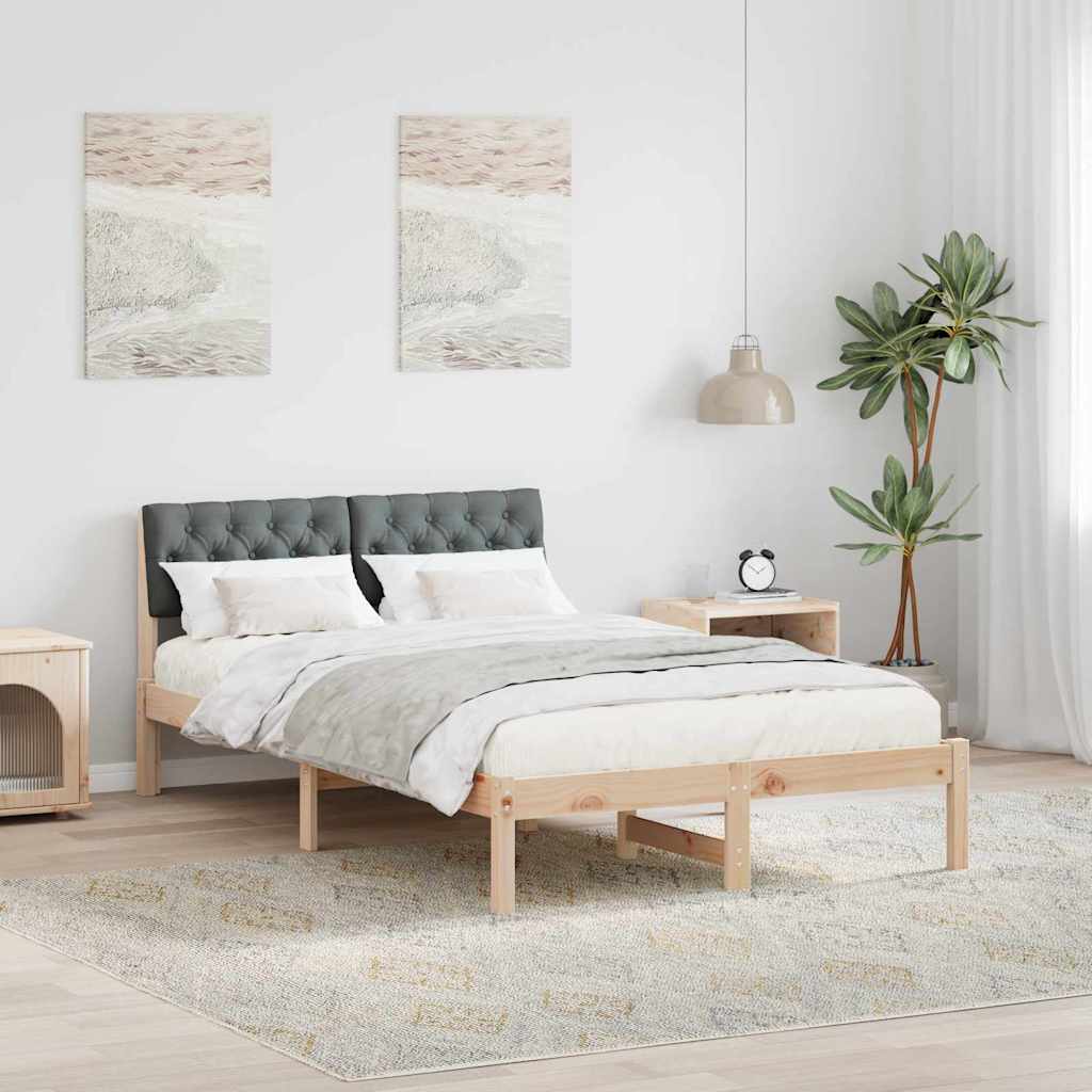 vidaXL Rama łóżka Z zagłówkiem brązowy i ciemnoszary 120 x 190 cm