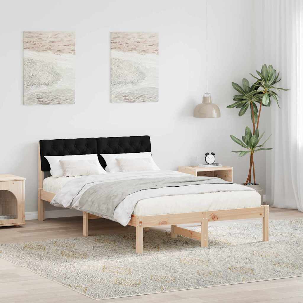 vidaXL Rama łóżka brązowo-czarny 120 x 190 cm Lite drewno sosnowe