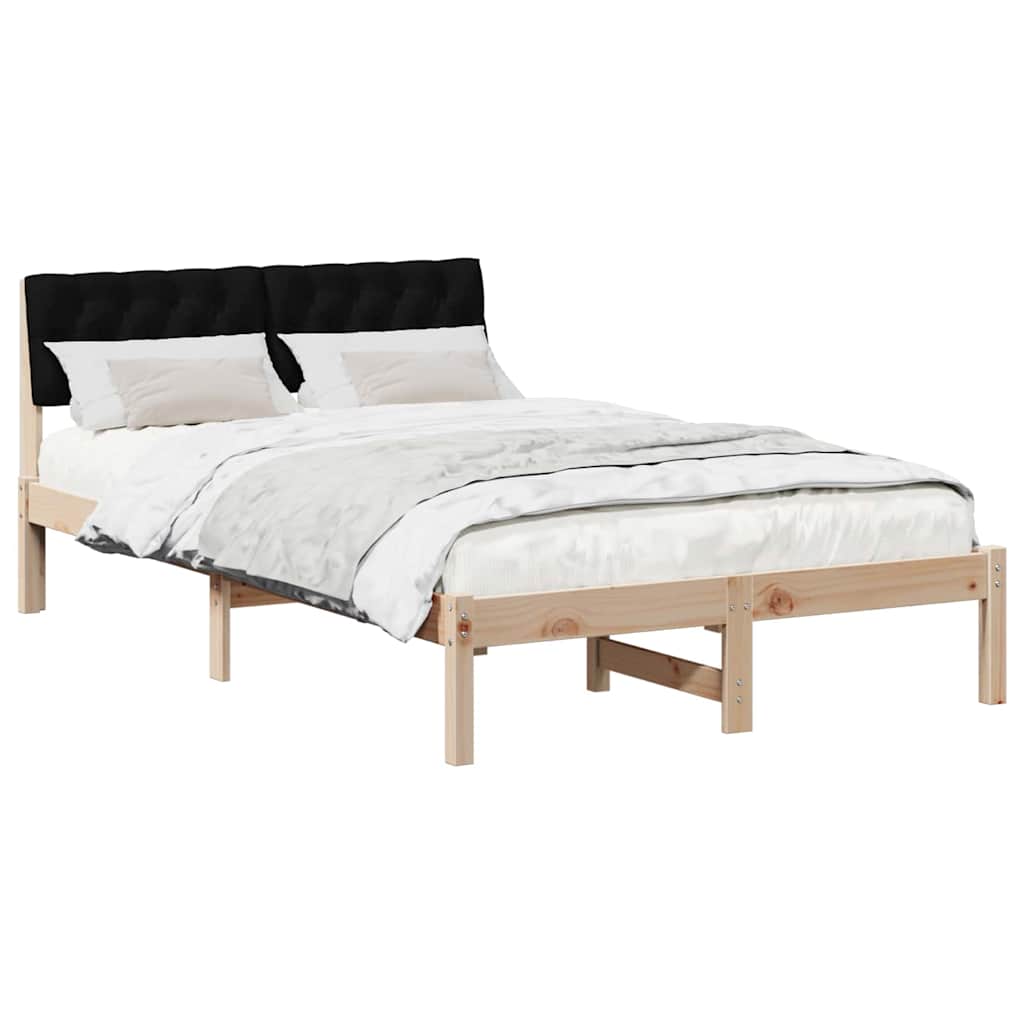 vidaXL Rama łóżka brązowo-czarny 120 x 190 cm Lite drewno sosnowe