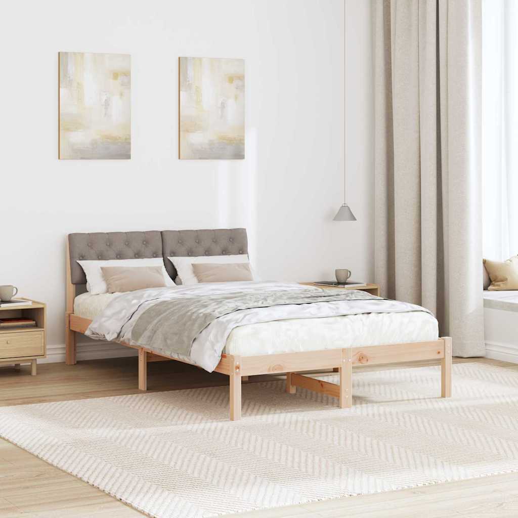 vidaXL Rama łóżka Brązowy i taupe 120 x 190 cm Lite drewno sosnowe
