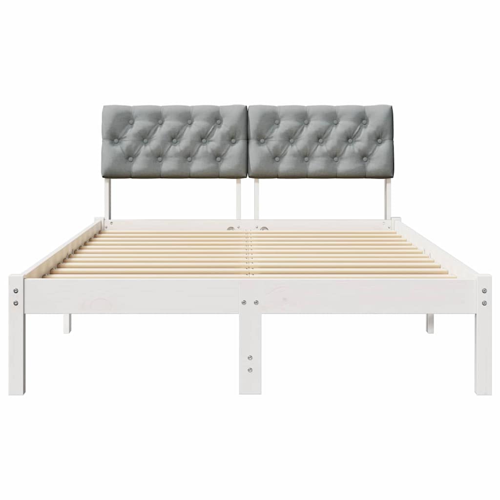 vidaXL Rama łóżka Biały i jasnoszary 120 x 190 cm Lite drewno sosnowe