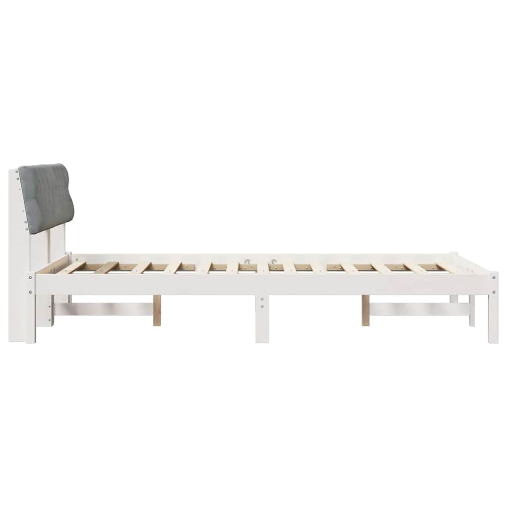 vidaXL Rama łóżka Biały i jasnoszary 120 x 190 cm Lite drewno sosnowe