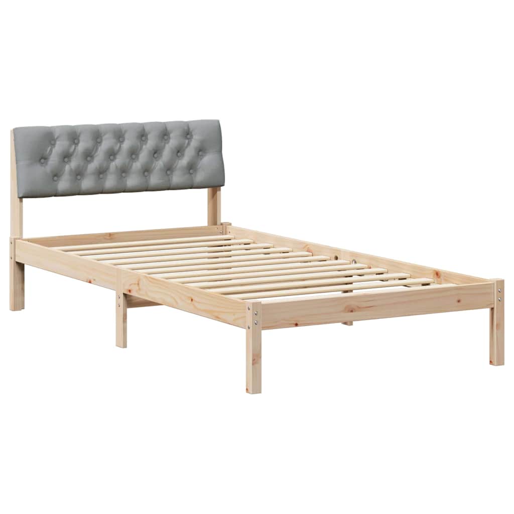 vidaXL Rama łóżka Z zagłówkiem Brązowy i jasnoszary 100 x 200 cm