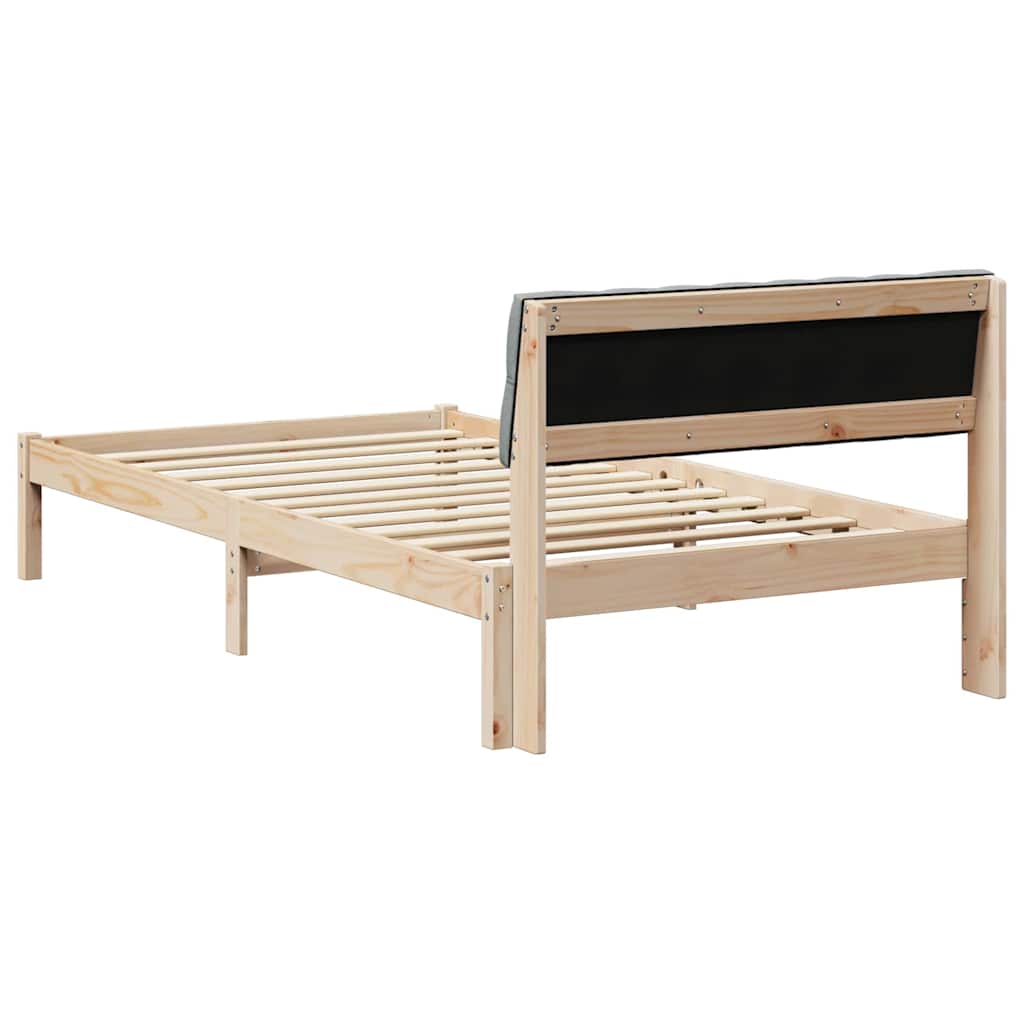 vidaXL Rama łóżka Z zagłówkiem Brązowy i jasnoszary 100 x 200 cm