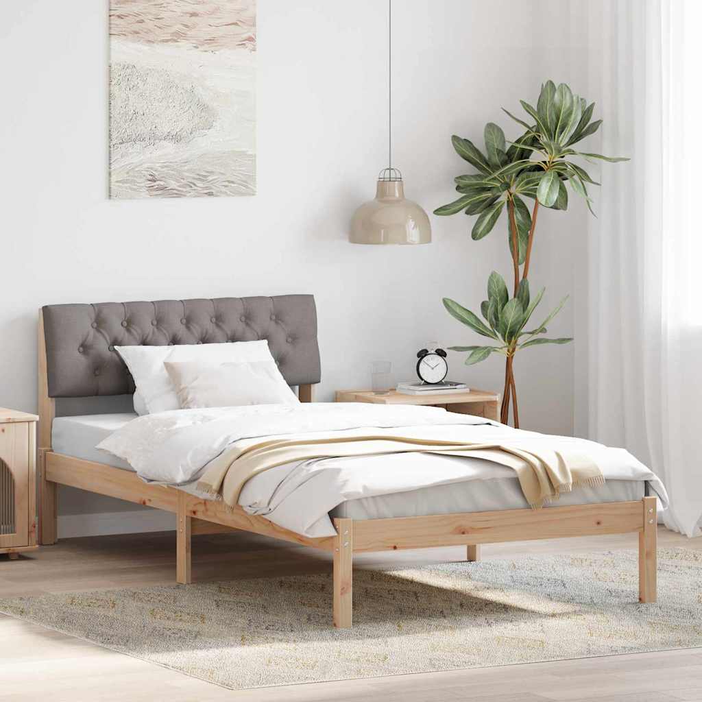 vidaXL Rama łóżka Brązowy i taupe 100 x 200 cm Lite drewno sosnowe