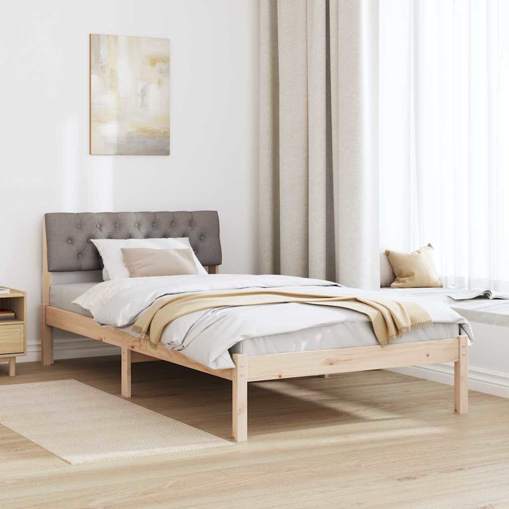 vidaXL Rama łóżka Brązowy i taupe 100 x 200 cm Lite drewno sosnowe