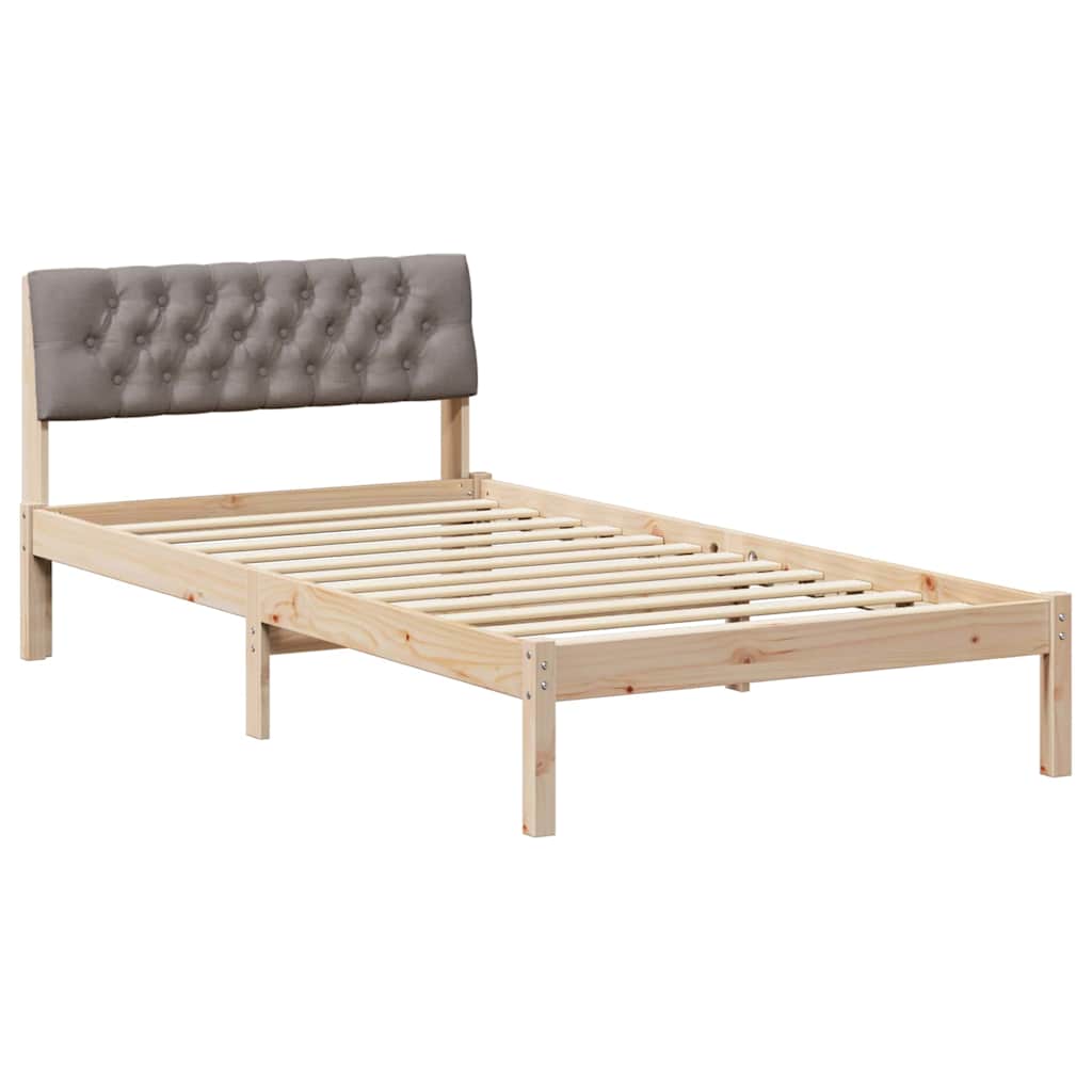 vidaXL Rama łóżka Brązowy i taupe 100 x 200 cm Lite drewno sosnowe