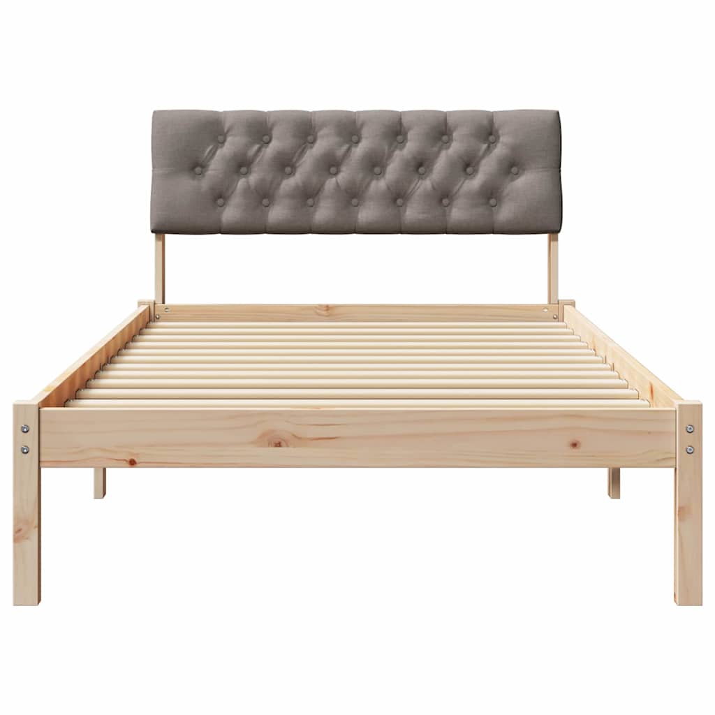 vidaXL Rama łóżka Brązowy i taupe 100 x 200 cm Lite drewno sosnowe