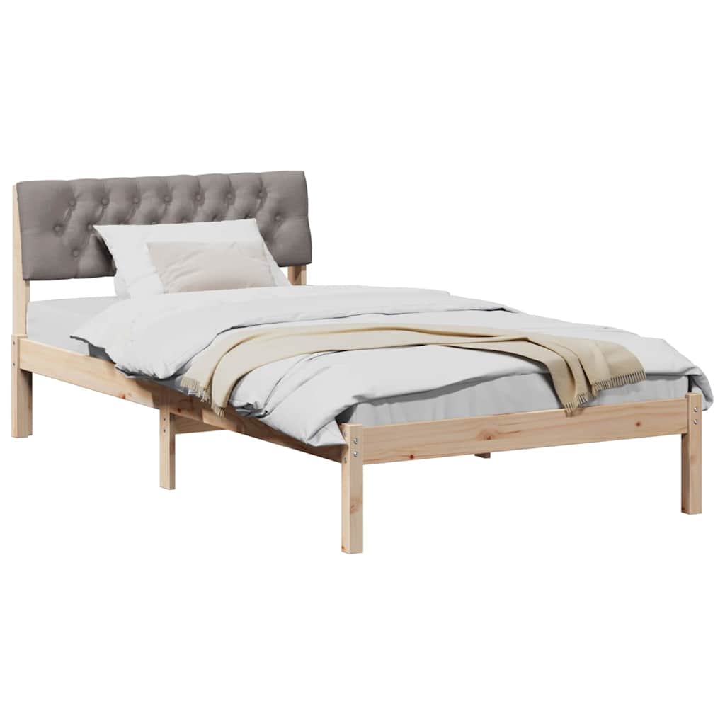 vidaXL Rama łóżka Brązowy i taupe 100 x 200 cm Lite drewno sosnowe