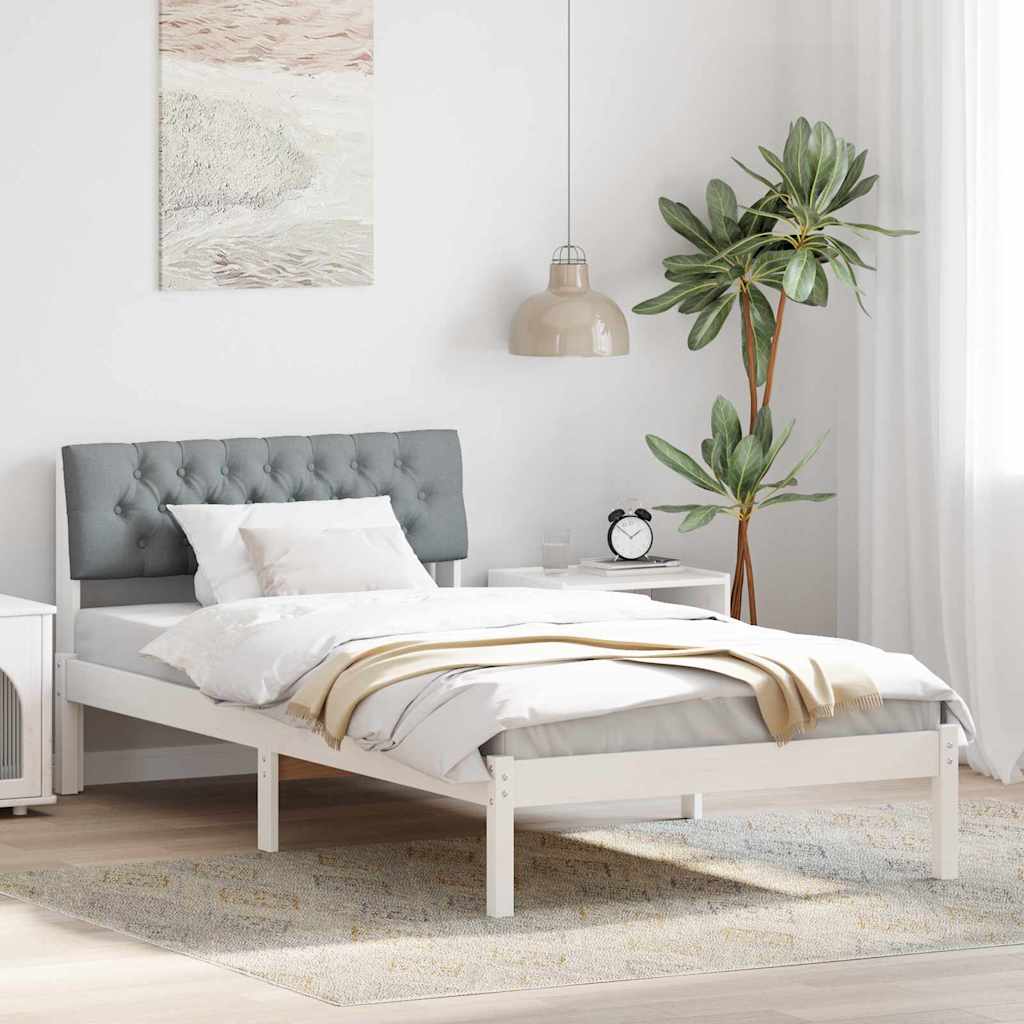 vidaXL Rama łóżka Biały i jasnoszary 100 x 200 cm Lite drewno sosnowe