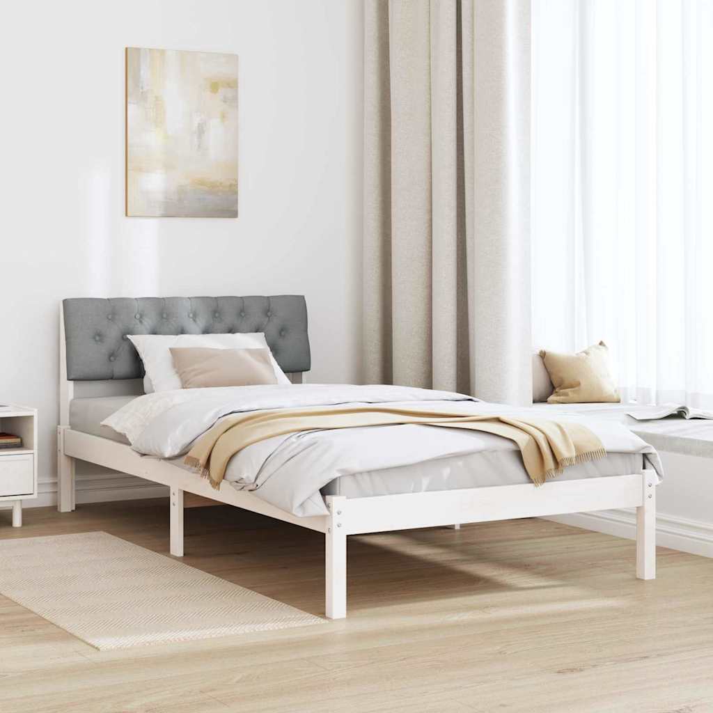 vidaXL Rama łóżka Biały i jasnoszary 100 x 200 cm Lite drewno sosnowe
