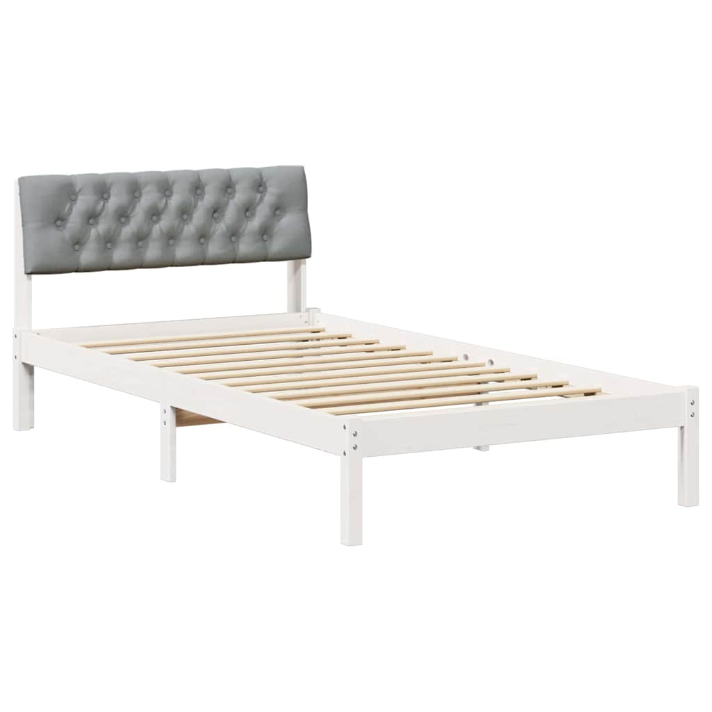 vidaXL Rama łóżka Biały i jasnoszary 100 x 200 cm Lite drewno sosnowe