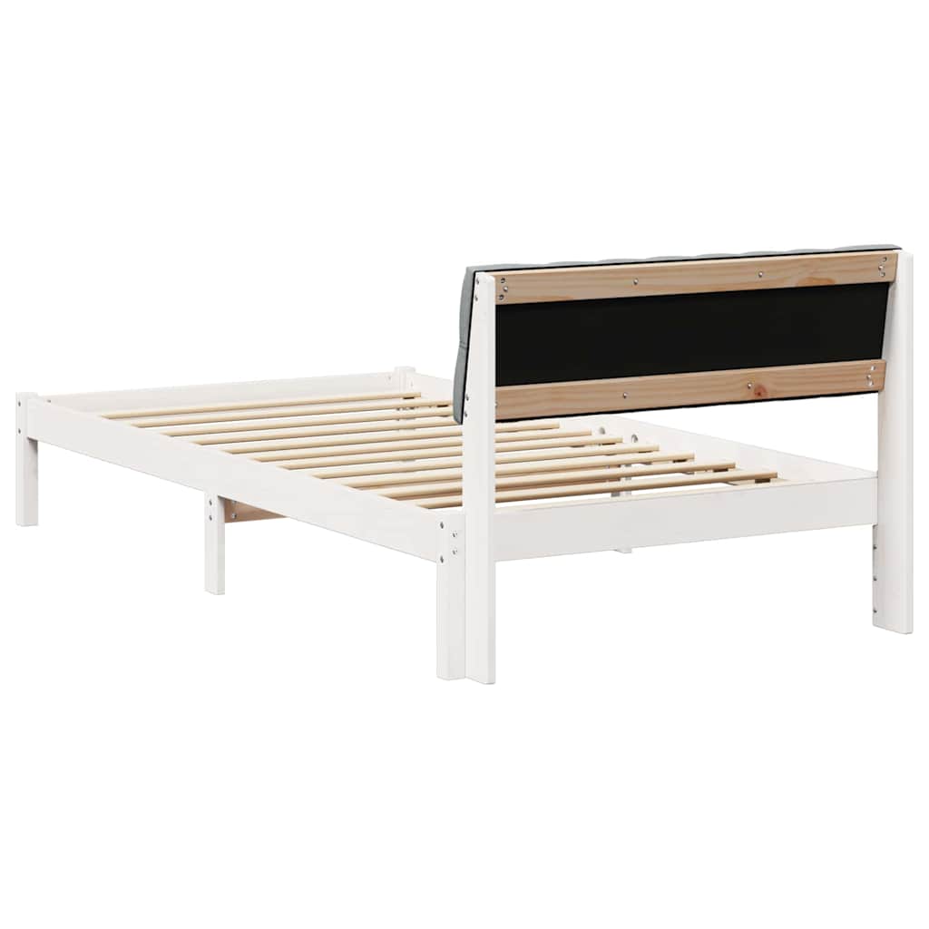 vidaXL Rama łóżka Biały i jasnoszary 100 x 200 cm Lite drewno sosnowe