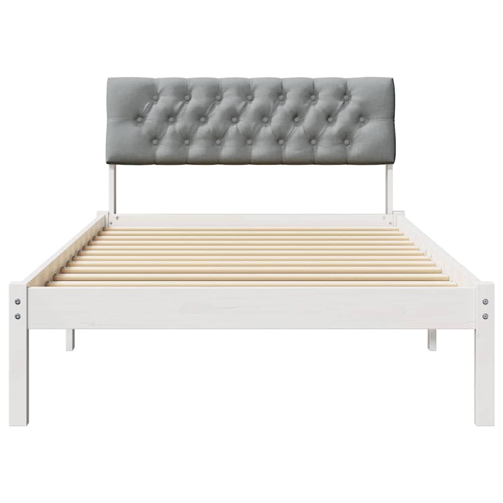 vidaXL Rama łóżka Biały i jasnoszary 100 x 200 cm Lite drewno sosnowe