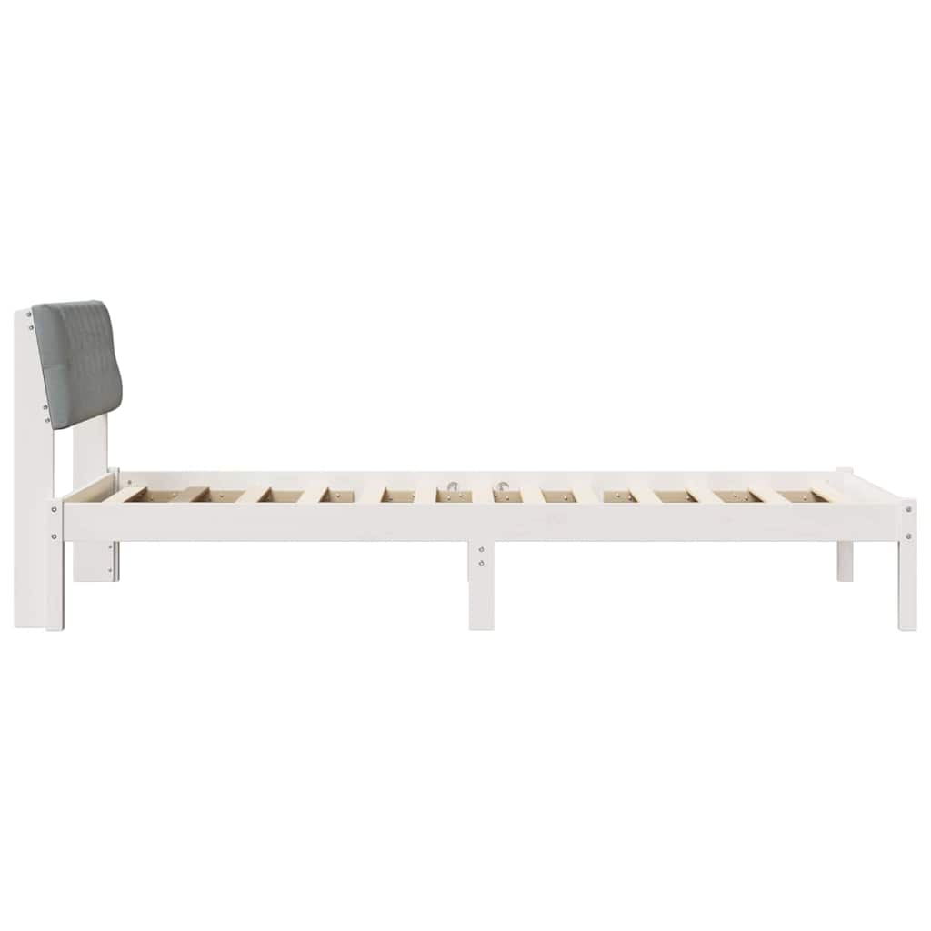 vidaXL Rama łóżka Biały i jasnoszary 100 x 200 cm Lite drewno sosnowe