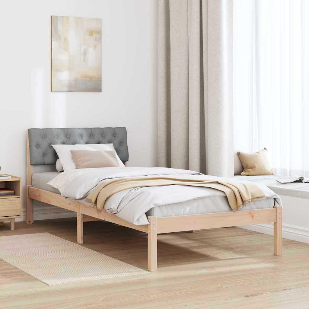 vidaXL Rama łóżka Brązowy i jasnoszary 90 x 200 cm Lite drewno sosnowe