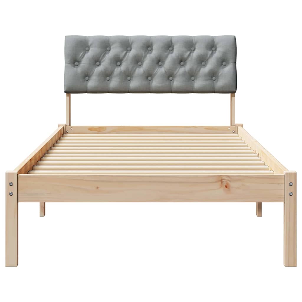 vidaXL Rama łóżka Brązowy i jasnoszary 90 x 200 cm Lite drewno sosnowe