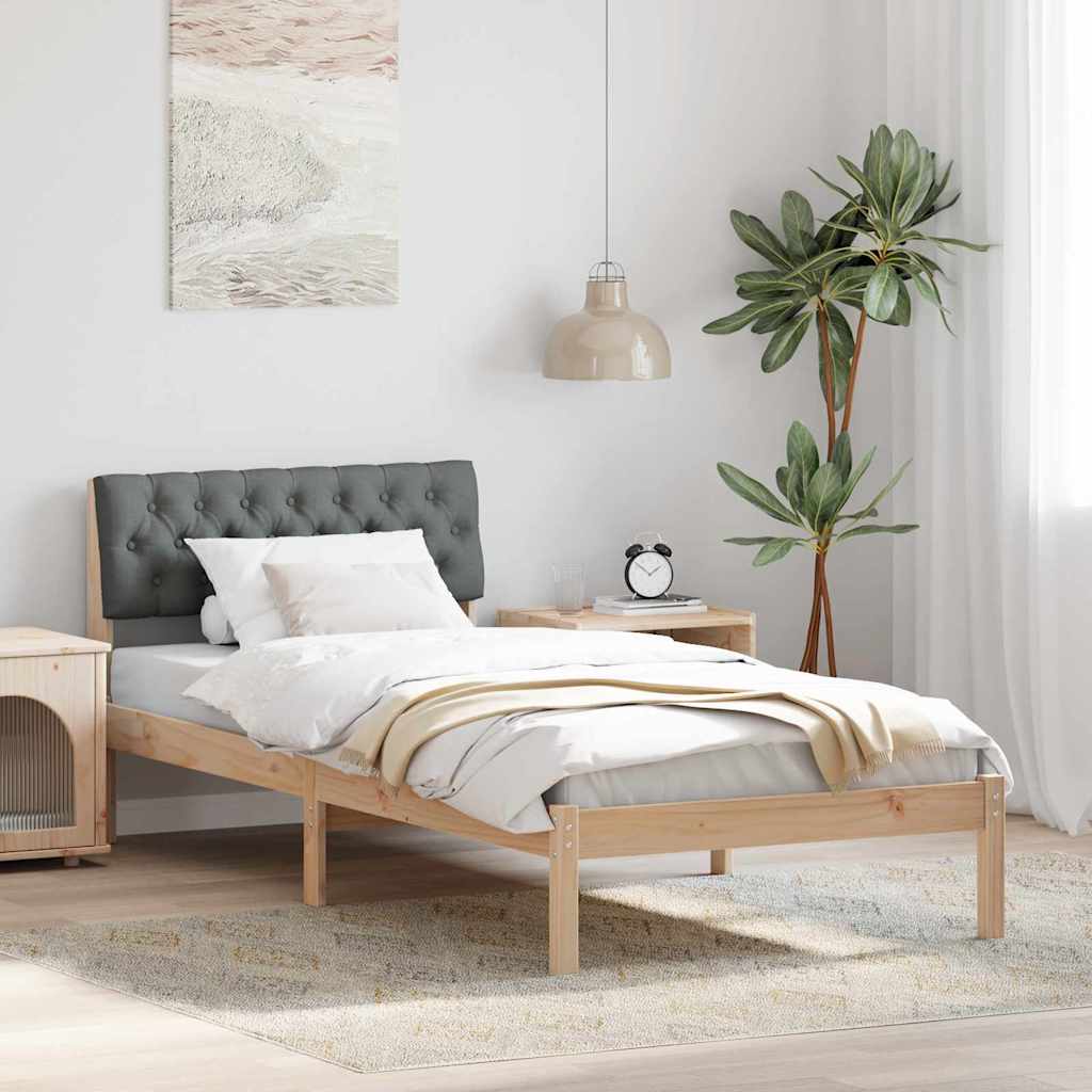 vidaXL Rama łóżka Z zagłówkiem brązowy i ciemnoszary 90 x 200 cm